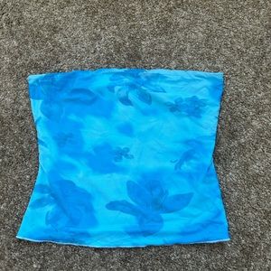 Princess Polly blue floral tube top